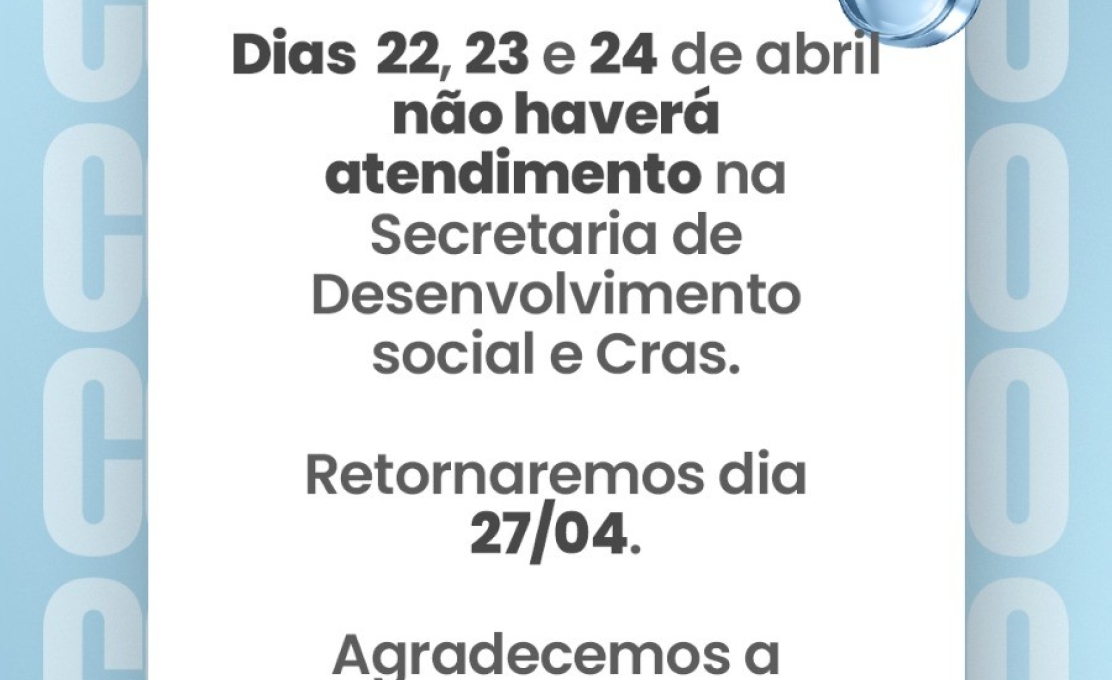 AVISO ATENDIMENTO DESENVOLVIMENTO SOCIAL