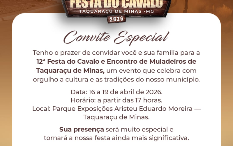 12ª Festa do Cavalo e Encontro de Muladeiros de Taquaraçu de Minas
